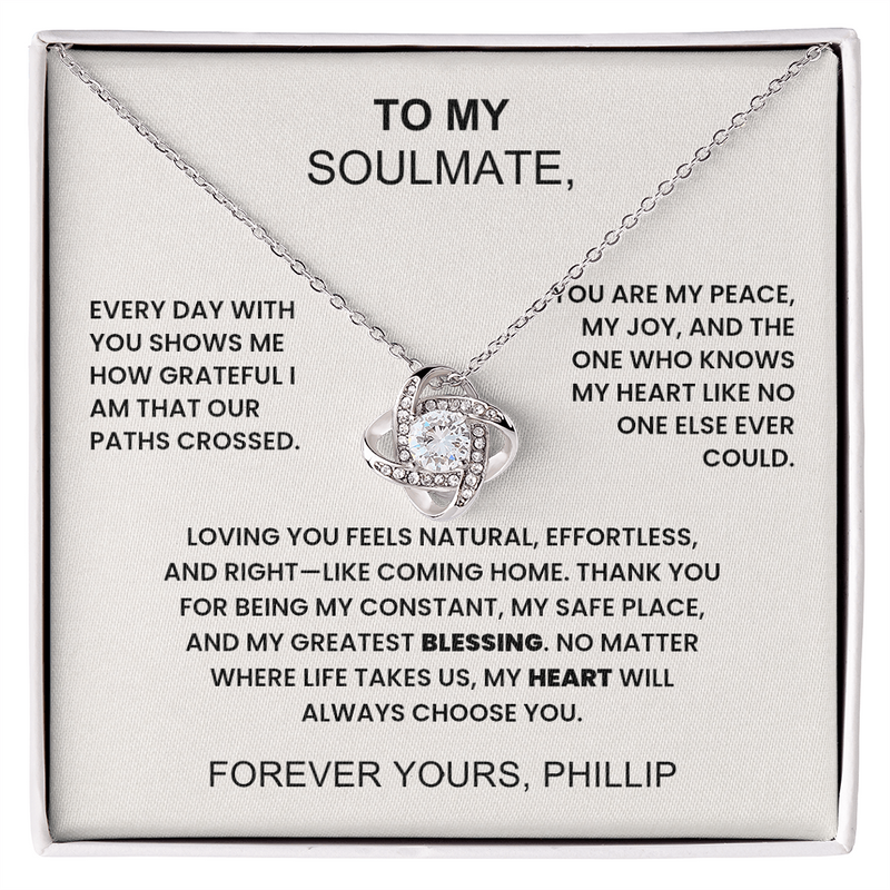 Love Knot Necklace for My Soulmate – Valentine's Day Gift from Him