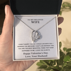 To My Beloved Wife – Heart Necklace – Romantic Valentine's Day Gift From Husband