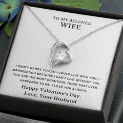 To My Beloved Wife – Heart Necklace – Romantic Valentine's Day Gift From Husband