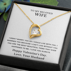 To My Beloved Wife – Heart Necklace – Romantic Valentine's Day Gift From Husband